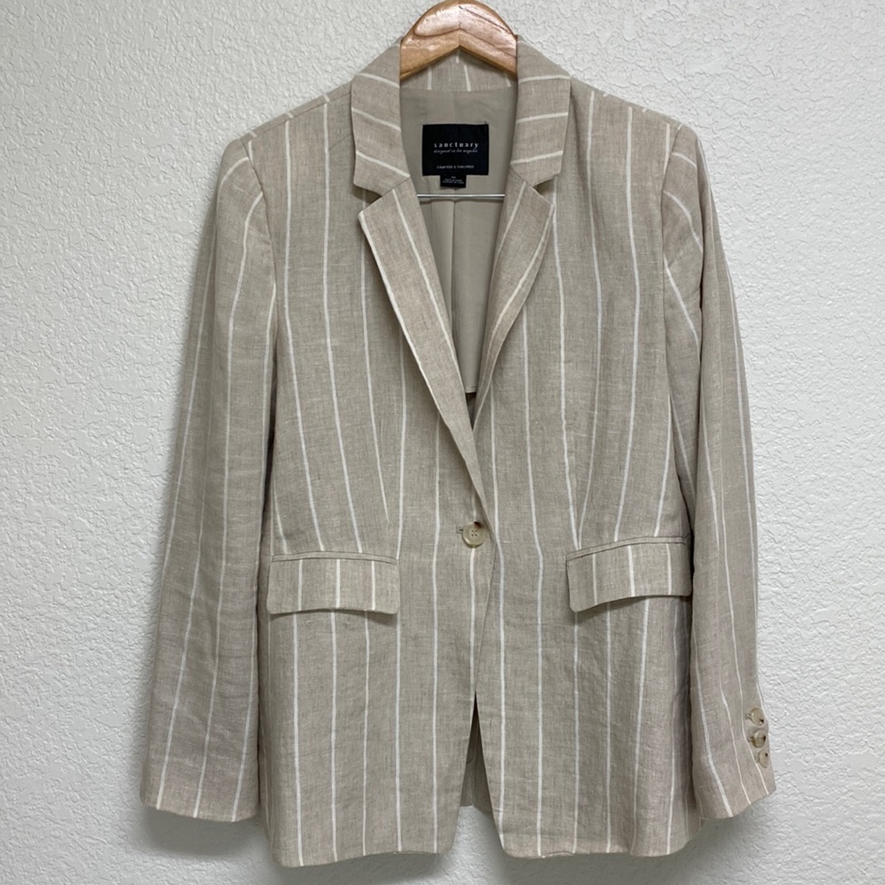 Sanctuary Striped Linen Blazer Medium